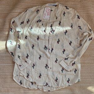 Women's Cream Blouse with Cactus Print